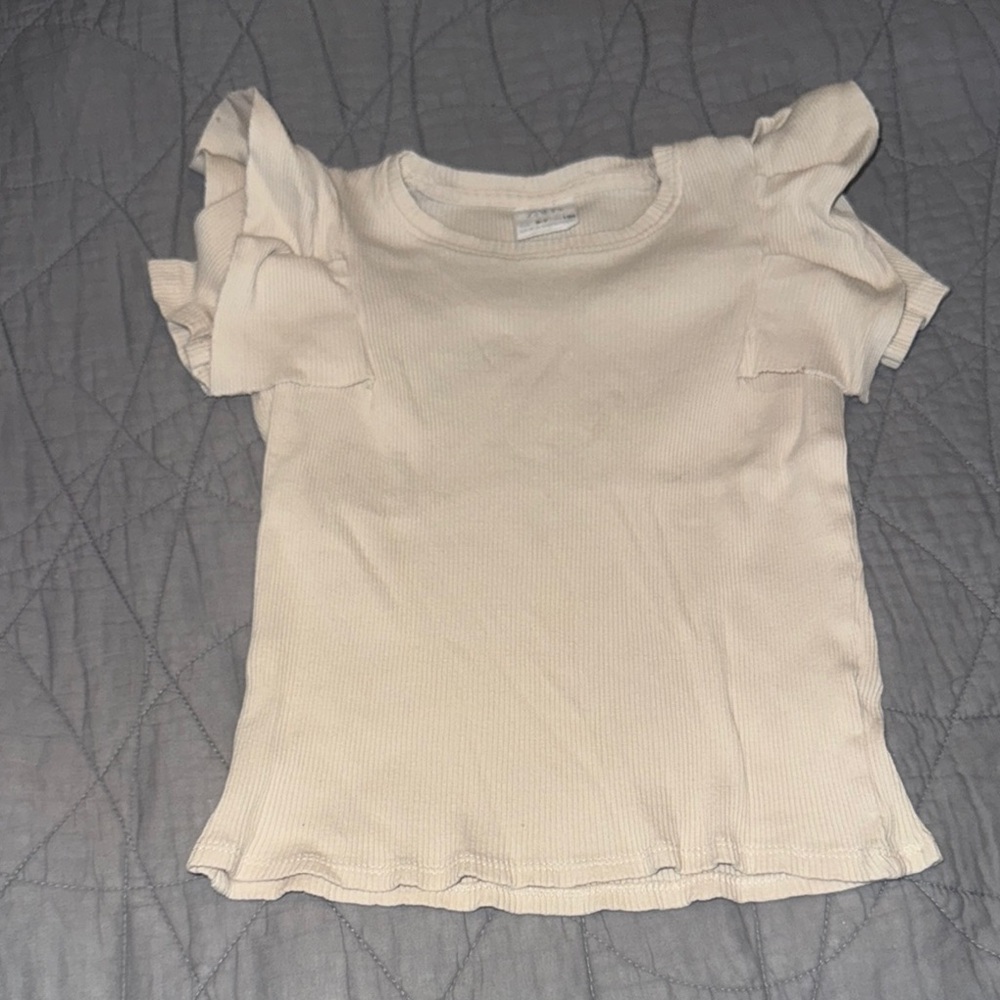 Zara Kids Beige Ruffle Sleeve Tee